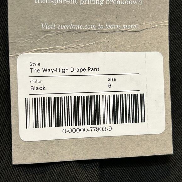 Everlane The Way High Drape Pant Wide Leg Hi-Rise Black Women's 6S Inseam 29 NWT - Picture 13 of 13